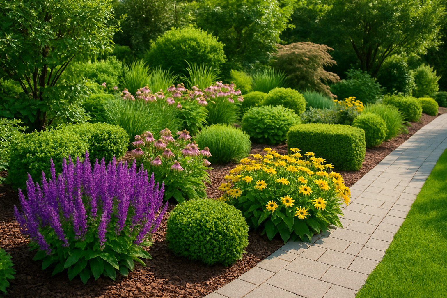 Prachtig onderhouden tuin met diverse planten